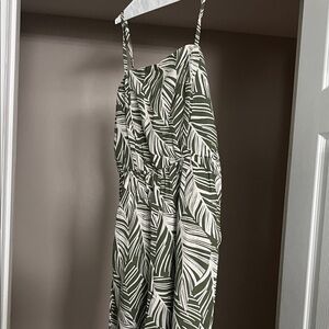 As U Wish Green and White Leaf Print Jumpsuit